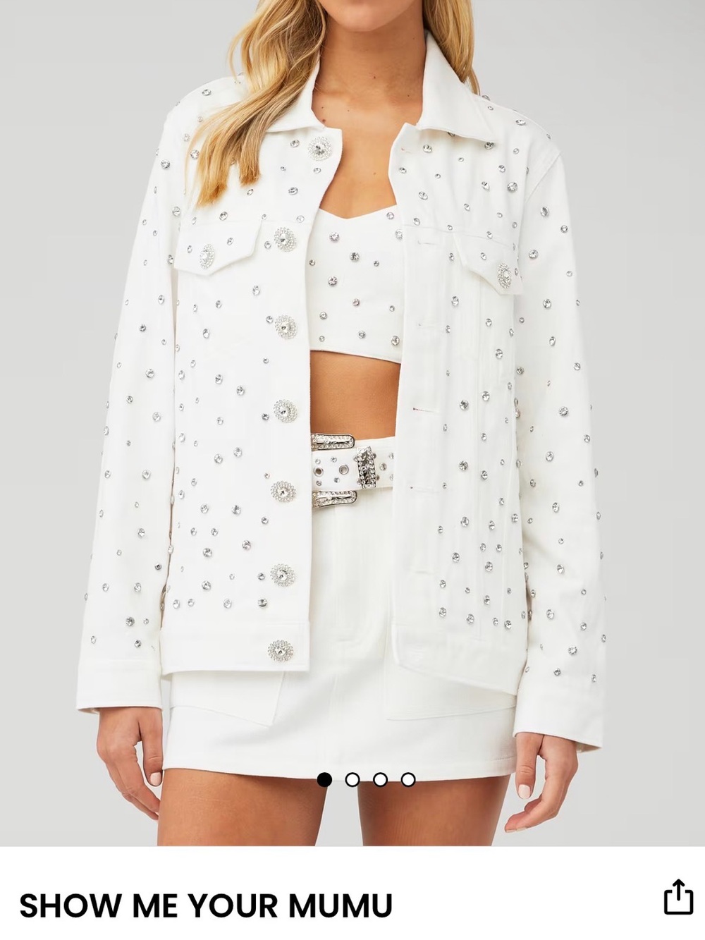 Show Me Your Mumu Getting Hitched Embellished Jacket White Size Small Bridal - Picture 2 of 4